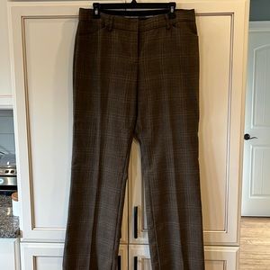 Women’s Express Editor dress pants. Size 10. Brown with tan and red stripes.